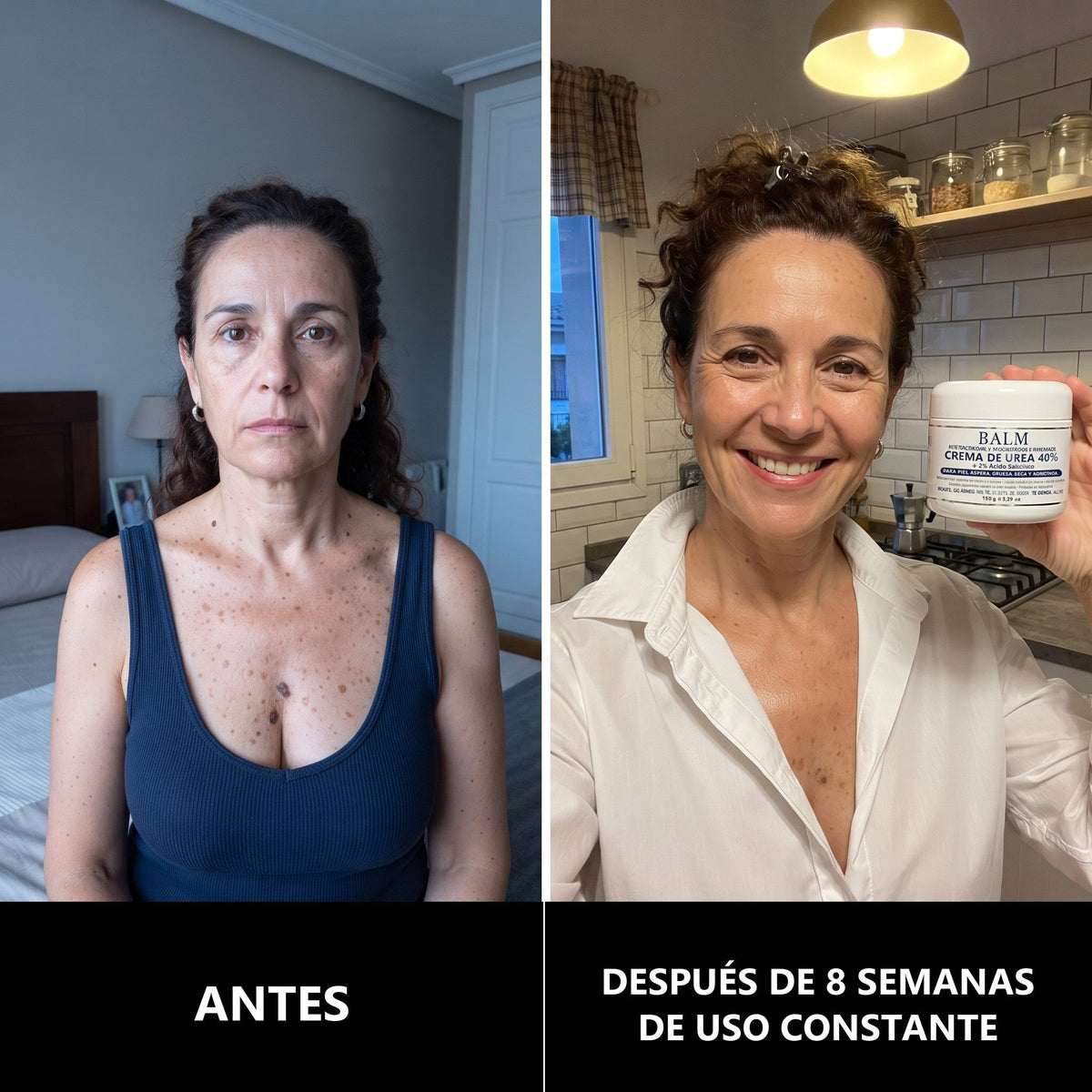 Antes y después, escote, 8 semanas