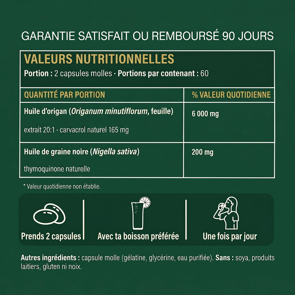 Orévia - valeurs nutritionnelles