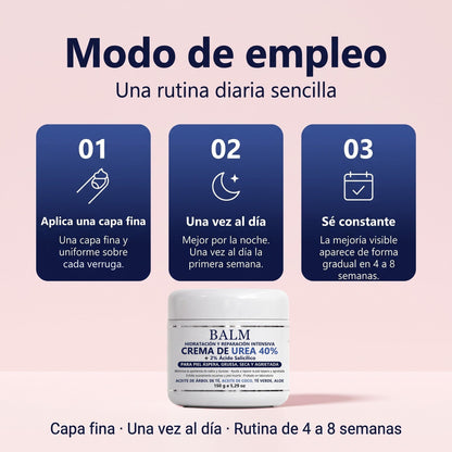 Modo de empleo: capa fina, una vez al día, constancia de 4 a 8 semanas