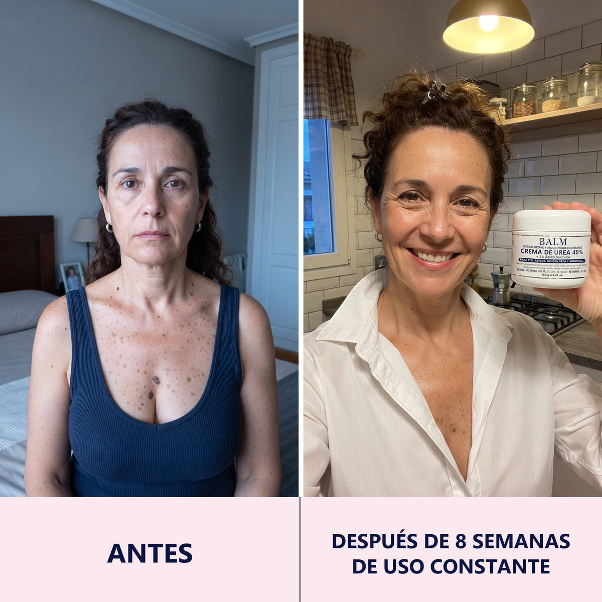 Antes y después, escote, 8 semanas