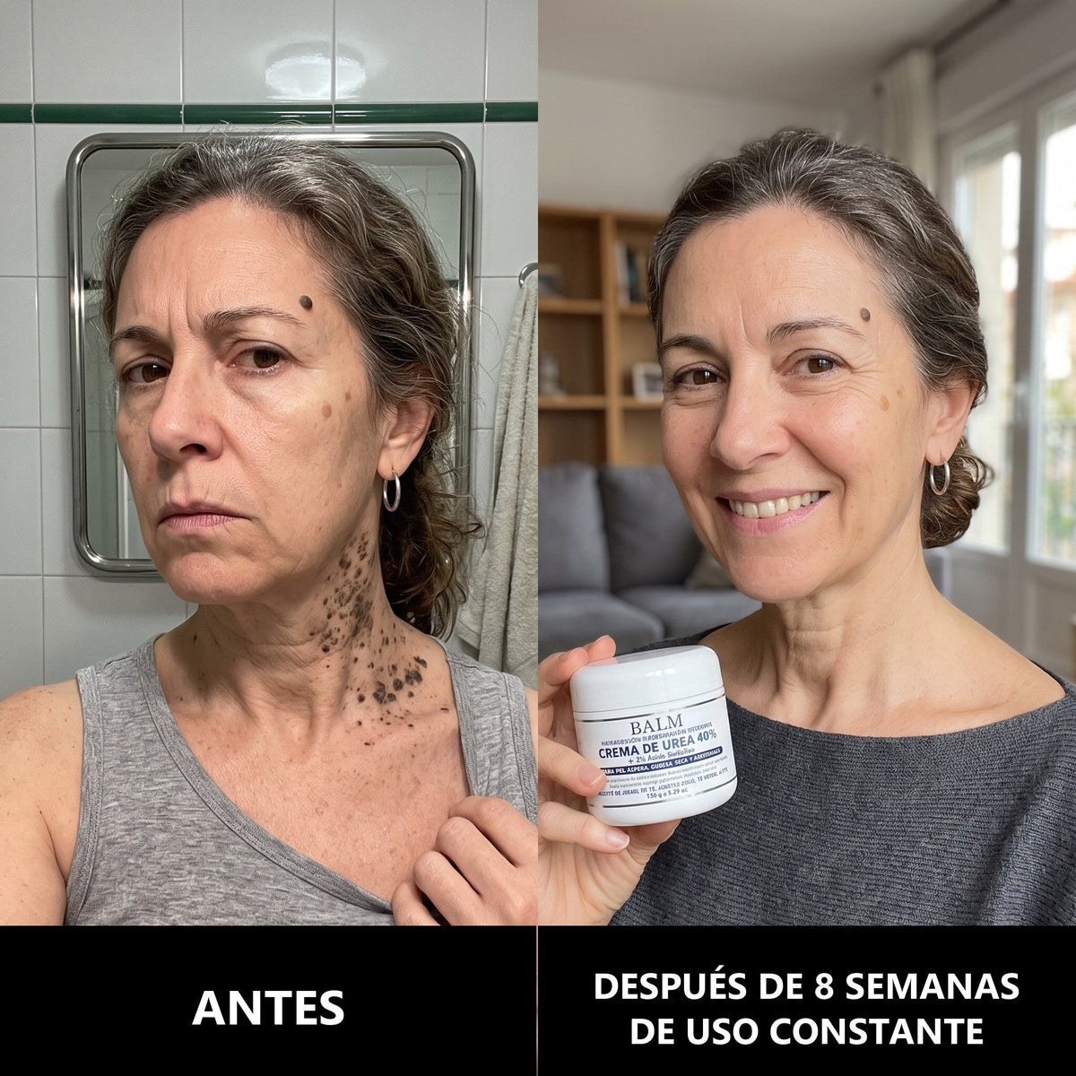 Antes y después, cuello, 8 semanas
