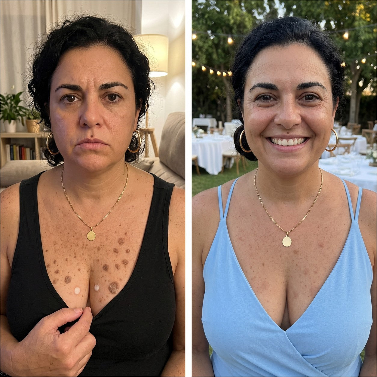 Mujer con escote en pico