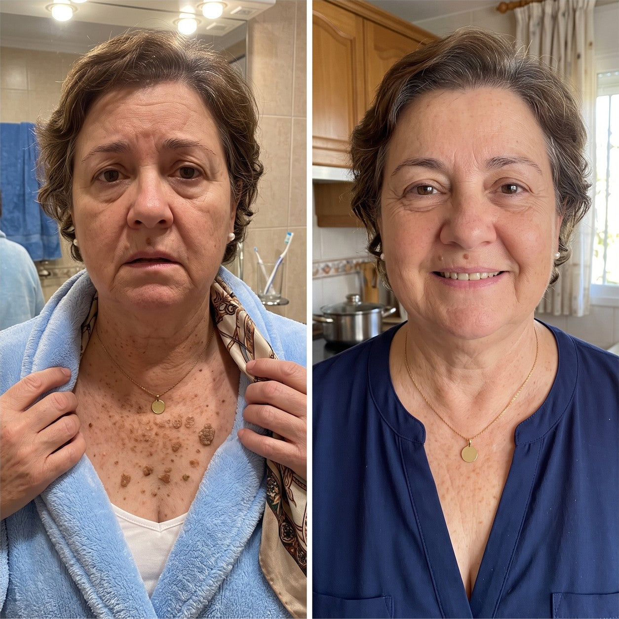 Mujer que vuelve a dejarse tocar el cuello